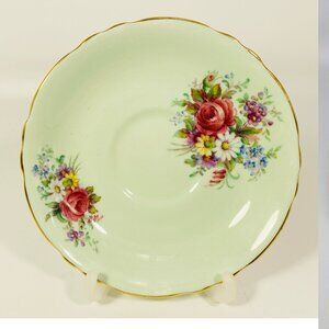 Paragon Mint green floral saucer-England